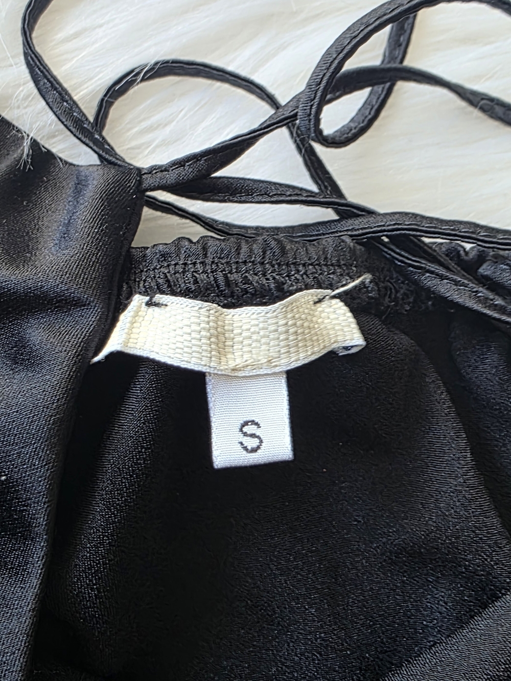 Black Satin Halter Cropped Top - Women Size S - Picture 4 of 4